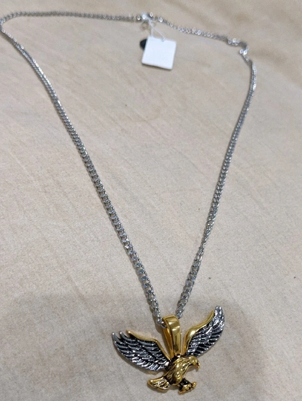 Blackjack Two-Tone Eagle Pendant Necklace - Silver & Gold